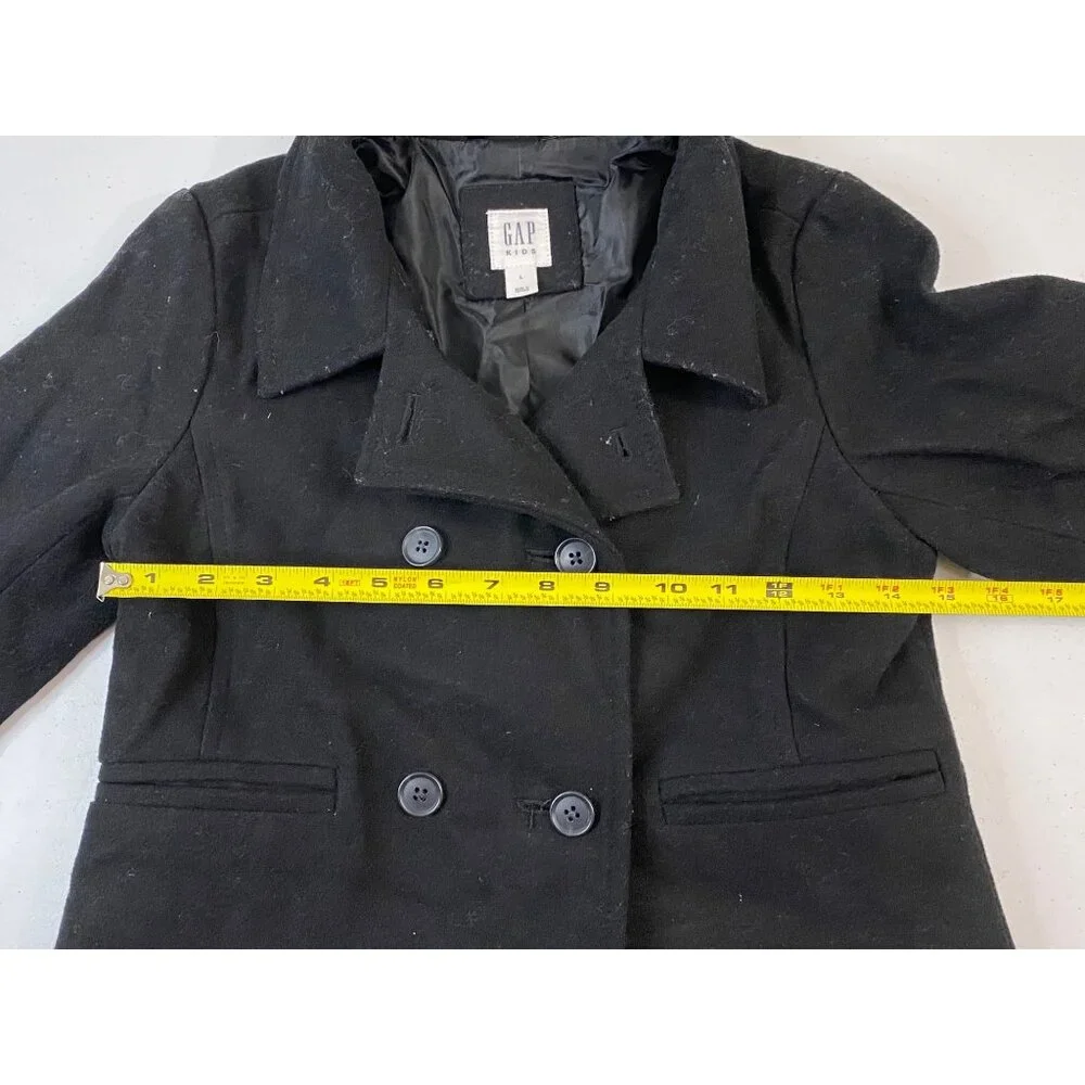 Gap Kids Size L (10-11) Black Girl’s Pea Coat - Picture 7 of 12